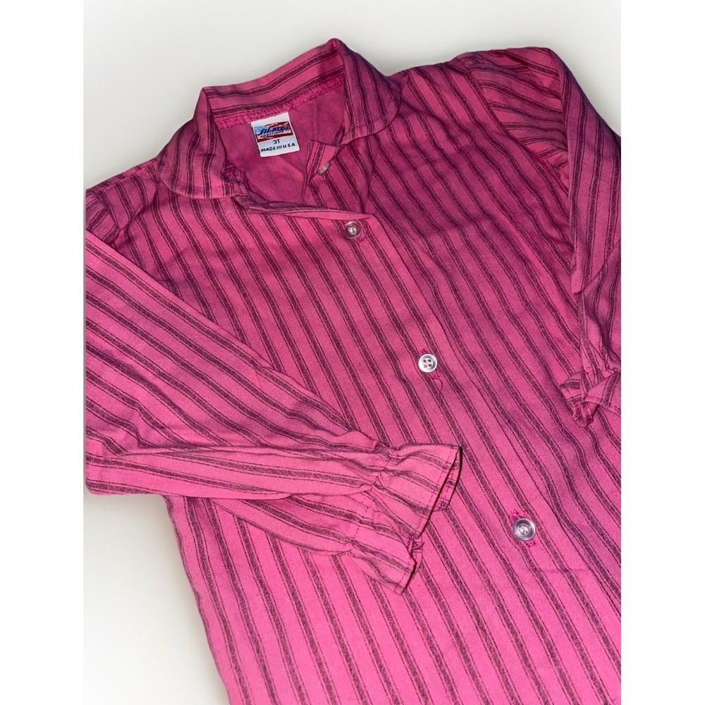 Vintage Liberty Kids Polo Collard Long Sleeve Striped Button Size 3 T Pink Color